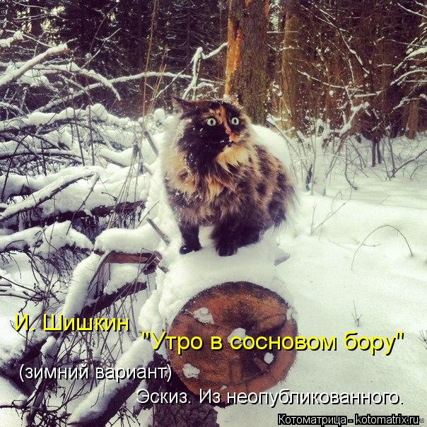 Котоматрица: И. Шишкин "Утро в сосновом бору" (зимний вариант) Эскиз. Из неопубликованного.