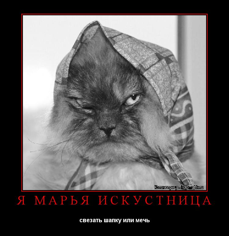 Котоматрица: Я МАРЬЯ ИСКУСТНИЦА свезать шапку или мечь