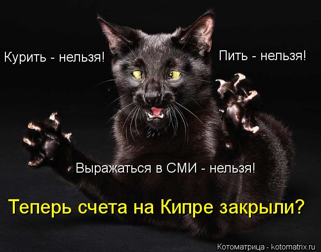 Курить - нельзя! Пить - нельзя! Выражаться в СМИ - нельзя! Теперь счета на Кипре закрыли?... Котоматрица: Курить - нельзя! Пить - нельзя! Выражаться в СМИ - нельзя! Теперь счета на Кипре закрыли?