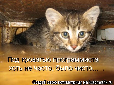 Под кроватью программиста хоть не часто, было чисто... .... Котоматрица: Под кроватью программиста хоть не часто, было чисто... .