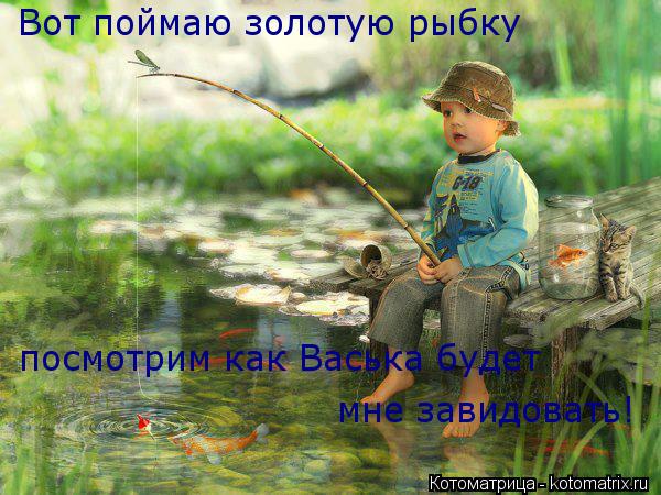 Вот поймаю золотую рыбку посмотрим как Васька будет мне завидовать!... Котоматрица: Вот поймаю золотую рыбку посмотрим как Васька будет мне завидовать!