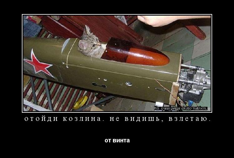 отойди козлина. не видишь, взлетаю. от винта... Котоматрица: отойди козлина. не видишь, взлетаю. от винта
