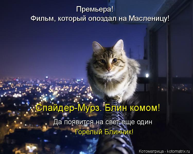 Премьера! Фильм, который опоздал на Масленицу! Спайдер-Мурз. Блин комом! Да появится на свет еще один... Котоматрица: Премьера! Фильм, который опоздал на Масленицу! Спайдер-Мурз. Блин комом! Да появится на свет еще один Горелый Блинчик!