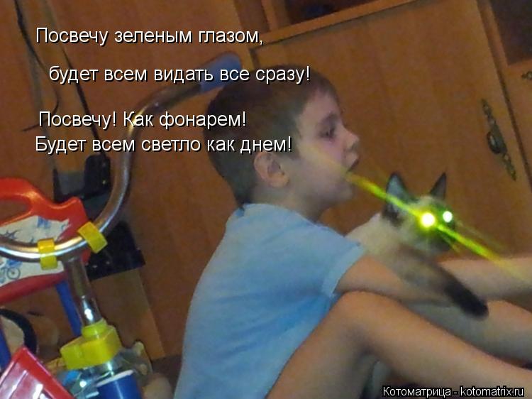 Посвечу зеленым глазом, будет всем видать все сразу! Посвечу! Как фонарем! Будет всем светло как дне... Котоматрица: Посвечу зеленым глазом, будет всем видать все сразу! Посвечу! Как фонарем! Будет всем светло как днем!