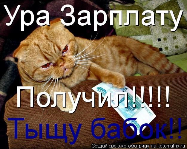 Ура Зарплату Получил!!!!! Тыщу бабок!!... Котоматрица: Ура Зарплату Получил!!!!! Тыщу бабок!!