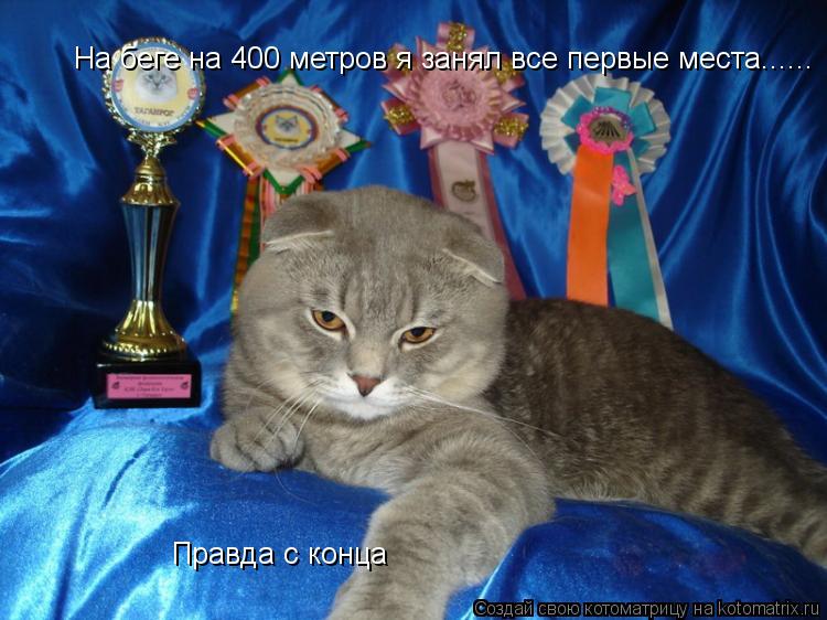 На беге на 400 метров я занял все первые места...... Правда с конца... Котоматрица: На беге на 400 метров я занял все первые места...... Правда с конца