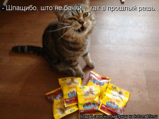 - Шпащибо, што не банки... как в прошлый рашь....... Котоматрица: - Шпащибо, што не банки... как в прошлый рашь....
