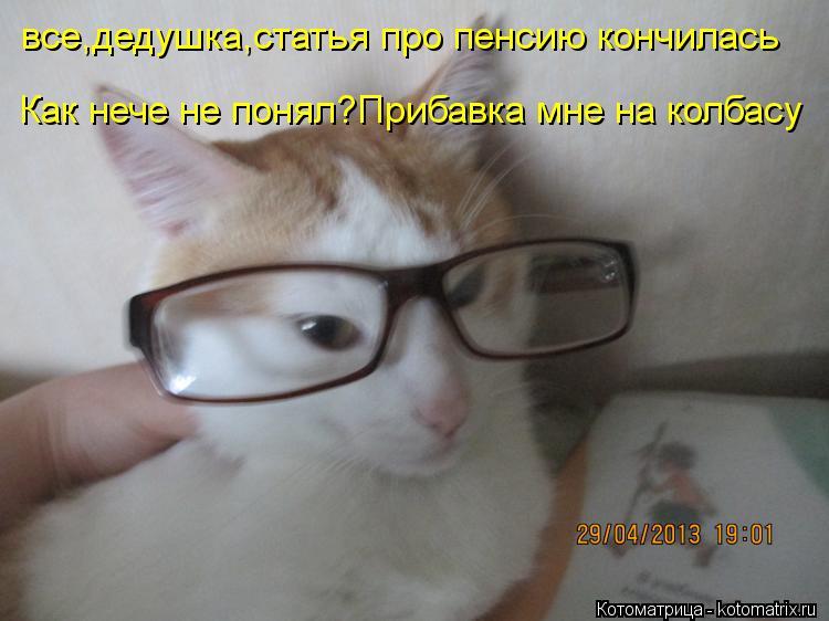 все,дедушка,статья про пенсию кончилась Как нече не понял?Прибавка мне на колбасу... Котоматрица: все,дедушка,статья про пенсию кончилась Как нече не понял?Прибавка мне на колбасу