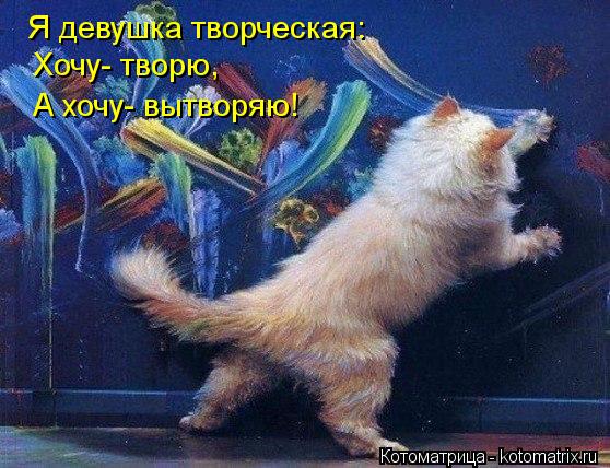 Я девушка творческая: Хочу- творю, А хочу- вытворяю!... Котоматрица: Я девушка творческая: Хочу- творю, А хочу- вытворяю!