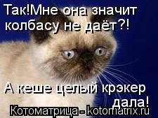 Так!Мне она значит колбасу не даёт А кеше целый крэкер дала! ?!... Котоматрица: Так!Мне она значит колбасу не даёт А кеше целый крэкер дала! ?!