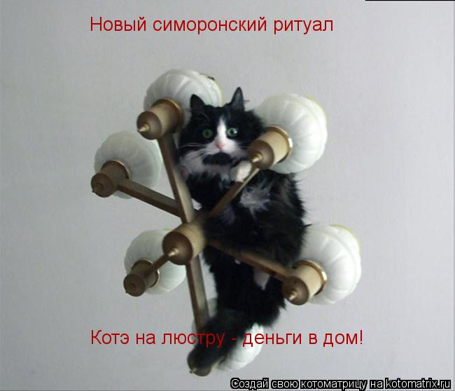 Новый симоронский ритуал Котэ на люстру - деньги в дом!... Котоматрица: Новый симоронский ритуал Котэ на люстру - деньги в дом!