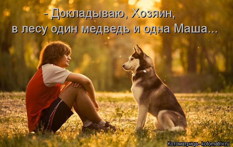 - Докладываю, Хозяин, в лесу один медведь и одна Маша...... Котоматрица: - Докладываю, Хозяин, в лесу один медведь и одна Маша...