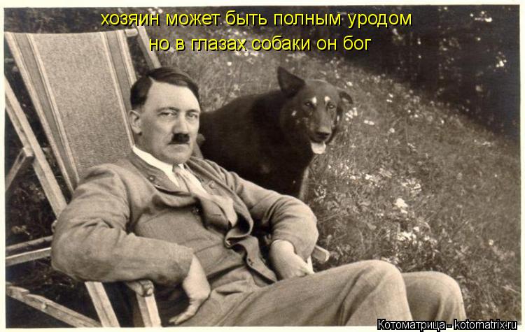 хозяин может быть полным уродом но в глазах собаки он бог... Котоматрица: хозяин может быть полным уродом но в глазах собаки он бог