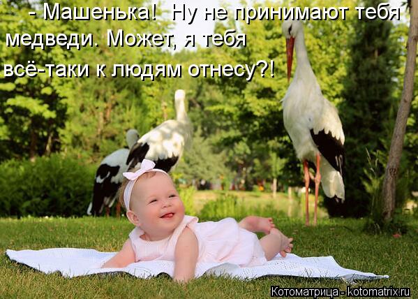 - Машенька! Ну не принимают тебя медведи. Может, я тебя всё-таки к людям отнесу?!... Котоматрица: - Машенька! Ну не принимают тебя медведи. Может, я тебя всё-таки к людям отнесу?!