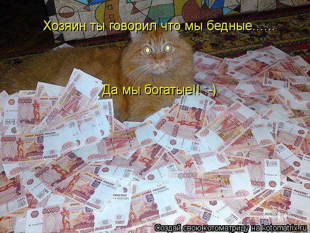 Хозяин ты говорил что мы бедные...... Да мы богатые!! :-)... Котоматрица: Хозяин ты говорил что мы бедные...... Да мы богатые!! :-)