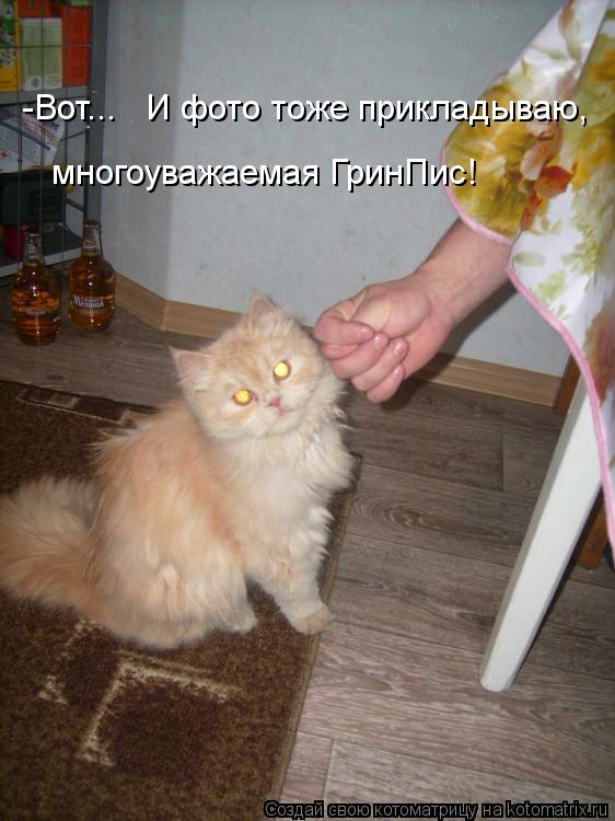 Котоматрица: -Вот...   И фото тоже прикладываю,  многоуважаемая ГринПис!