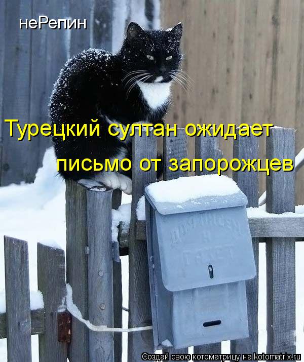 Котоматрица: Турецкий султан ожидает письмо от запорожцев 9.	неРепин  Турецкий султан, ожидающий письмо от запорожцев неРепин