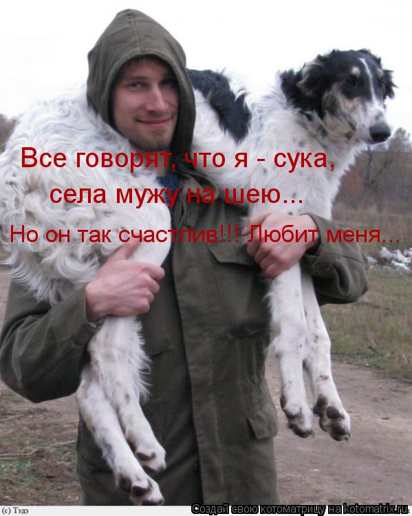 Все говорят, что я - сука, села мужу на шею... Но он так счастлив!!! Любит меня...... Котоматрица: Все говорят, что я - сука, села мужу на шею... Но он так счастлив!!! Любит меня...