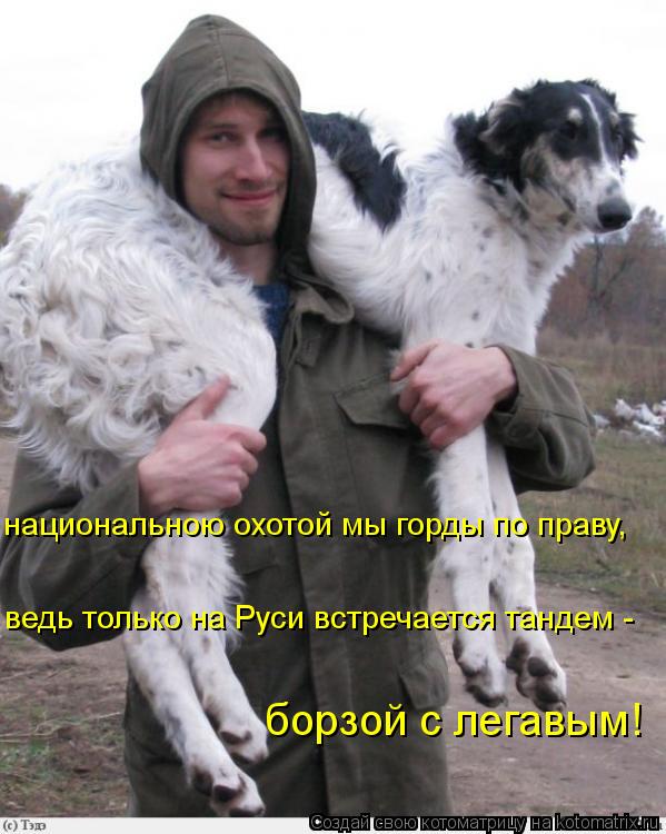 национальною охотой мы горды по праву, ведь только на Руси встречается тандем - борзой с легавым!... Котоматрица: национальною охотой мы горды по праву, ведь только на Руси встречается тандем - борзой с легавым!