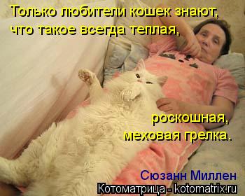 Котоматрица: Только любители кошек знают, что такое всегда теплая, роскошная, Сюзанн Миллен меховая грелка.