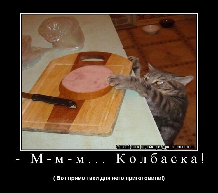 - М-м-м... Колбаска! ( Вот прямо таки для него приготовили!)... Котоматрица: - М-м-м... Колбаска! ( Вот прямо таки для него приготовили!)