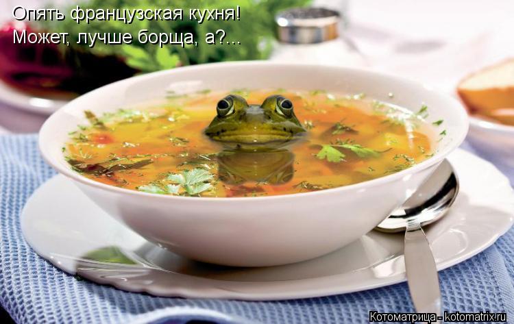Опять французская кухня! Может, лучше борща, а?...... Котоматрица: Опять французская кухня! Может, лучше борща, а?...