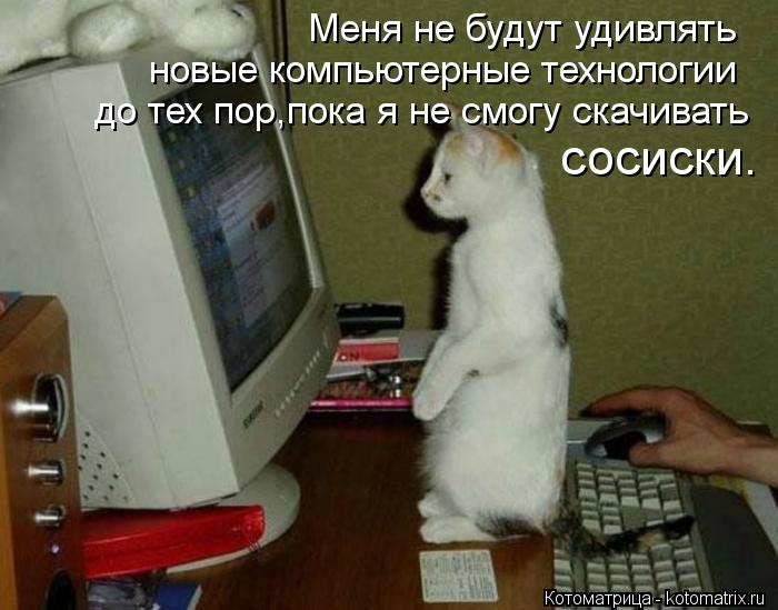 Меня не будут удивлять новые компьютерные технологии до тех пор,пока я не смогу скачивать сосиски.... Котоматрица: Меня не будут удивлять новые компьютерные технологии до тех пор,пока я не смогу скачивать сосиски.