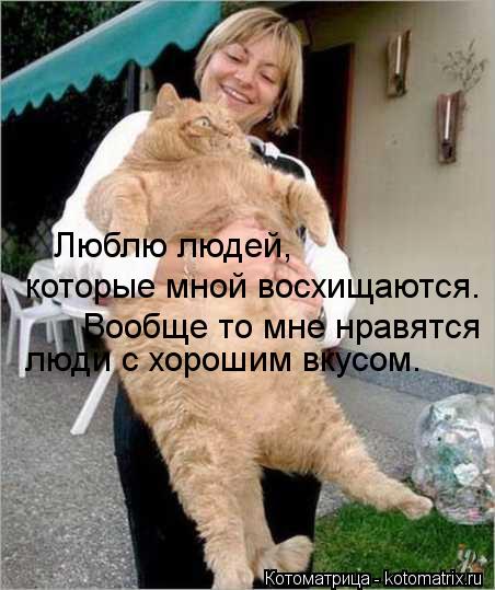 Люблю людей, которые мной восхищаются. Вообще то мне нравятся люди с хорошим вкусом.... Котоматрица: Люблю людей, которые мной восхищаются. Вообще то мне нравятся люди с хорошим вкусом.