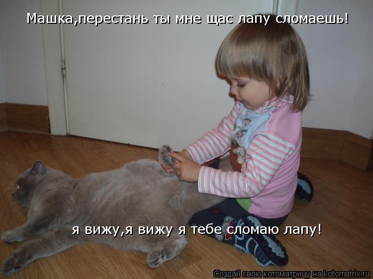 Машка,перестань ты мне щас лапу сломаешь! я вижу,я вижу я тебе сломаю лапу!... Котоматрица: Машка,перестань ты мне щас лапу сломаешь! я вижу,я вижу я тебе сломаю лапу!