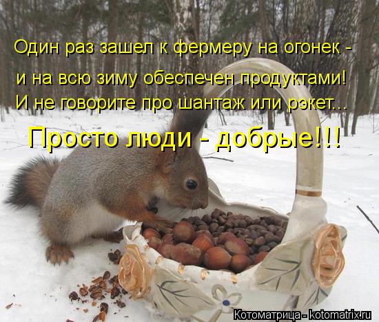 Котоматрица: Один раз зашел к фермеру на огонек -  и на всю зиму обеспечен продуктами! И не говорите про шантаж или рэкет... Просто люди - добрые!!!