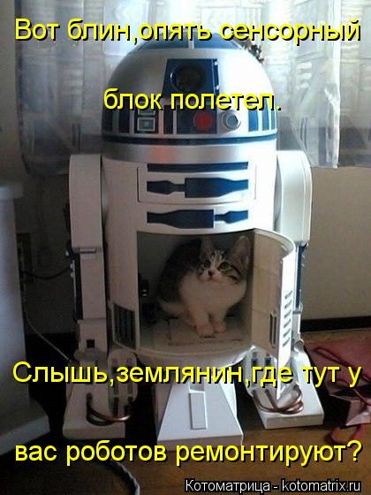 Вот блин,опять сенсорный блок полетел. Слышь,землянин,где тут у вас роботов ремонтируют?... Котоматрица: Вот блин,опять сенсорный блок полетел. Слышь,землянин,где тут у вас роботов ремонтируют?