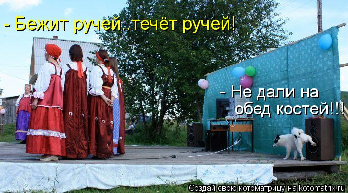 - Бежит ручей..течёт ручей! - Не дали на обед костей!!!... Котоматрица: - Бежит ручей..течёт ручей! - Не дали на обед костей!!!