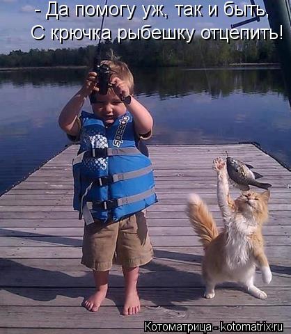 С крючка рыбешку отцепить! - Да помогу уж, так и быть,... Котоматрица: С крючка рыбешку отцепить! - Да помогу уж, так и быть,