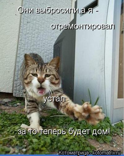 Они выбросили,а я - отремонтировал устал за то теперь будет дом!... Котоматрица: Они выбросили,а я - отремонтировал устал за то теперь будет дом!