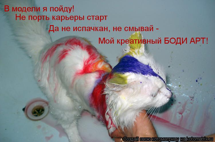 В модели я пойду! В модели я пойду! Не порть карьеры старт Да не испачкан, не смывай - Мой креативный... Котоматрица: В модели я пойду! В модели я пойду! Не порть карьеры старт Да не испачкан, не смывай - Мой креативный БОДИ АРТ!