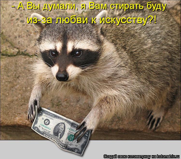 Котоматрица: - А Вы думали, я Вам стирать буду из-за любви к искусству?!