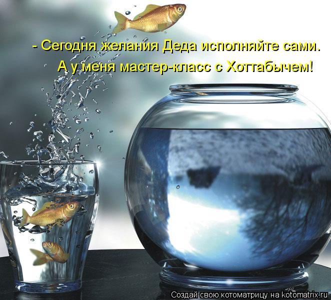 - Сегодня желания Деда исполняйте сами. А у меня мастер-класс с Хоттабычем!... Котоматрица: - Сегодня желания Деда исполняйте сами. А у меня мастер-класс с Хоттабычем!