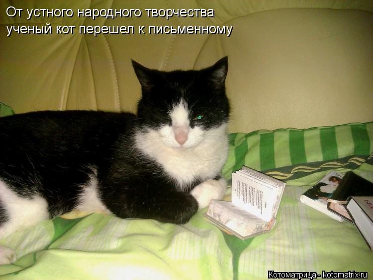 От устного народного творчества ученый кот перешел к письменному... Котоматрица: От устного народного творчества ученый кот перешел к письменному