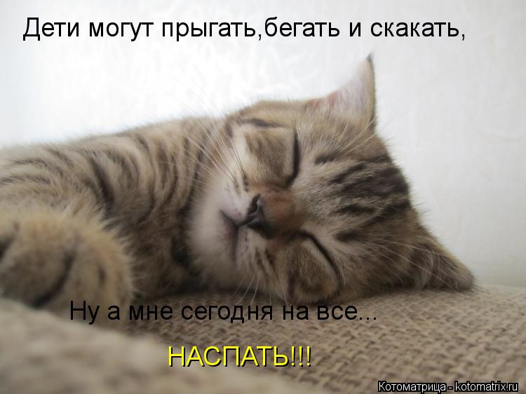 Дети могут прыгать,бегать и скакать, Ну а мне сегодня на все... НАСПАТЬ!!!... Котоматрица: Дети могут прыгать,бегать и скакать, Ну а мне сегодня на все... НАСПАТЬ!!!