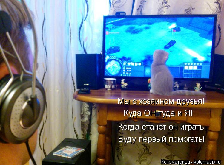 Мы с хозяином друзья! Куда ОН туда и Я! Когда станет он играть, Буду первый помогать!... Котоматрица: Мы с хозяином друзья! Куда ОН туда и Я! Когда станет он играть, Буду первый помогать!