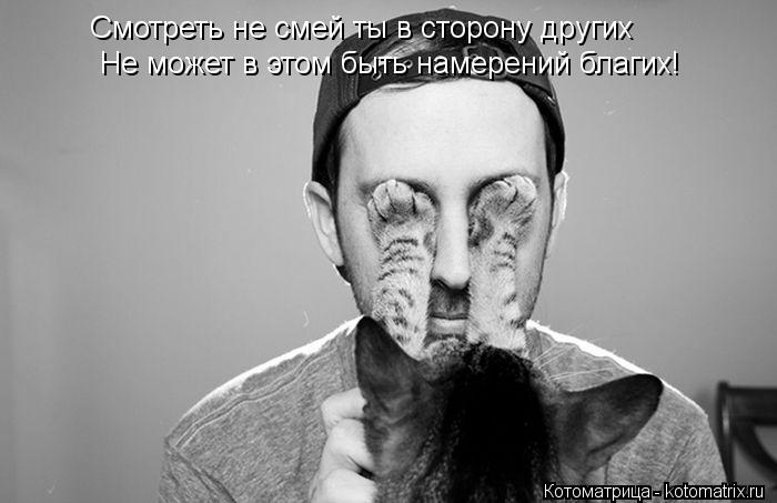 Смотреть не смей ты в сторону других Не может в этом быть намерений благих!... Котоматрица: Смотреть не смей ты в сторону других Не может в этом быть намерений благих!