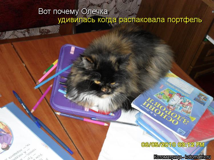 Вот почему Олечка удивилась когда распаковала портфель... Котоматрица: Вот почему Олечка удивилась когда распаковала портфель