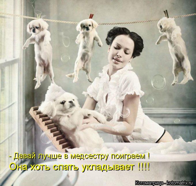 - Давай лучше в медсестру поиграем ! Она хоть спать укладывает !!!!... Котоматрица: - Давай лучше в медсестру поиграем ! Она хоть спать укладывает !!!!