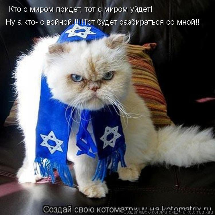 Кто с миром придет, тот с миром уйдет! Ну а кто- с войной!!!!!Тот будет разбираться со мной!!!... Котоматрица: Кто с миром придет, тот с миром уйдет! Ну а кто- с войной!!!!!Тот будет разбираться со мной!!!