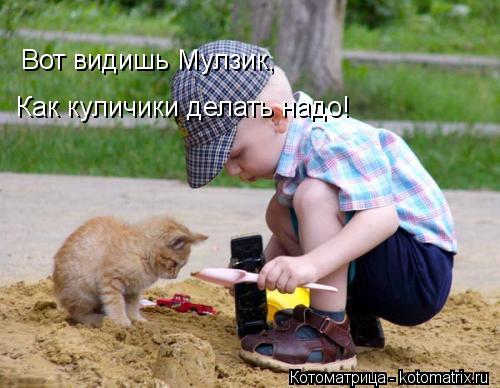 Вот видишь Мулзик, Как куличики делать надо!... Котоматрица: Вот видишь Мулзик, Как куличики делать надо!