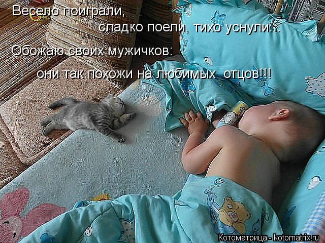 Весело поиграли, сладко поели, тихо уснули... Обожаю своих мужичков: они так похожи на любимых отцов... Котоматрица: Весело поиграли, сладко поели, тихо уснули... Обожаю своих мужичков: они так похожи на любимых отцов!!!