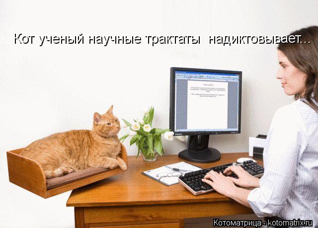 Кот ученый научные трактаты надиктовывает...... Котоматрица: Кот ученый научные трактаты надиктовывает...