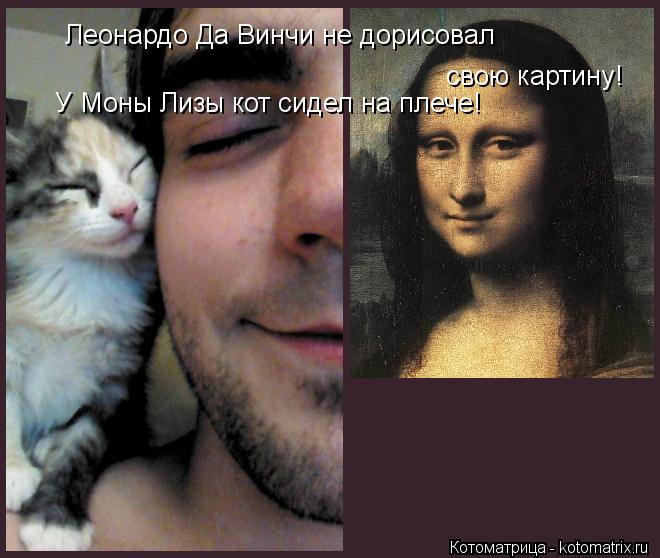 Леонардо Да Винчи не дорисовал свою картину! У Моны Лизы кот сидел на плече!... Котоматрица: Леонардо Да Винчи не дорисовал свою картину! У Моны Лизы кот сидел на плече!