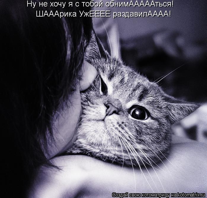 Котоматрица: Ну не хочу я с тобой обнимАААААться!                                                      ШАААрика УжЕЕЕЕ раздавилАААА!