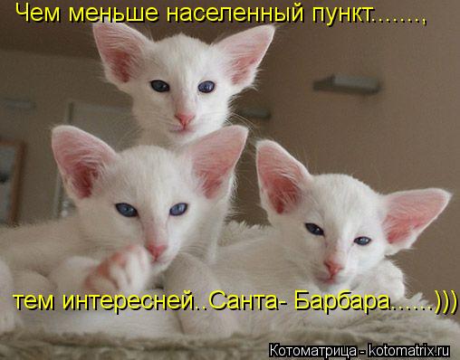 Чем меньше населенный пункт......., тем интересней..Санта- Барбара......)))... Котоматрица: Чем меньше населенный пункт......., тем интересней..Санта- Барбара......)))